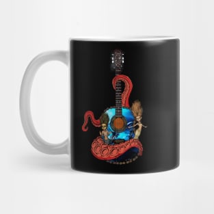 Awesome fantasy guitar with cute mermaids and tentacle Mug